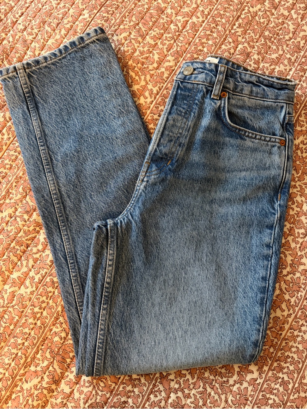Reformation, Cynthia Highrise Blue Straight-Leg Jeans 26